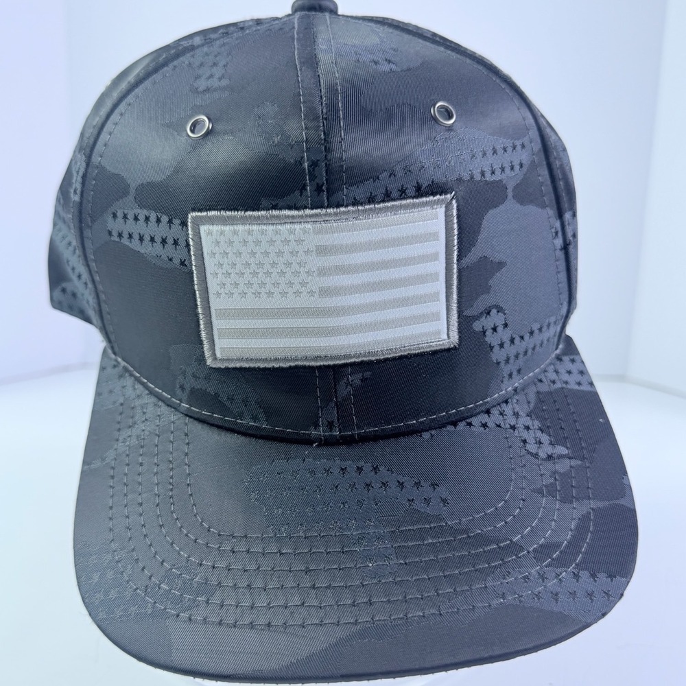 Zion Mens Black Camo American Flag Patch Snapback Hat Tactical Baseball Cap